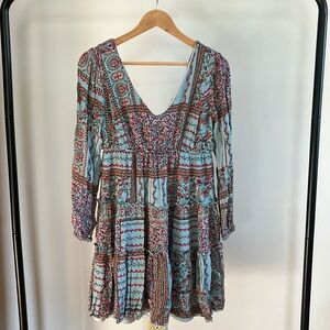 Altar’d State blue patchwork v neck dress Size S